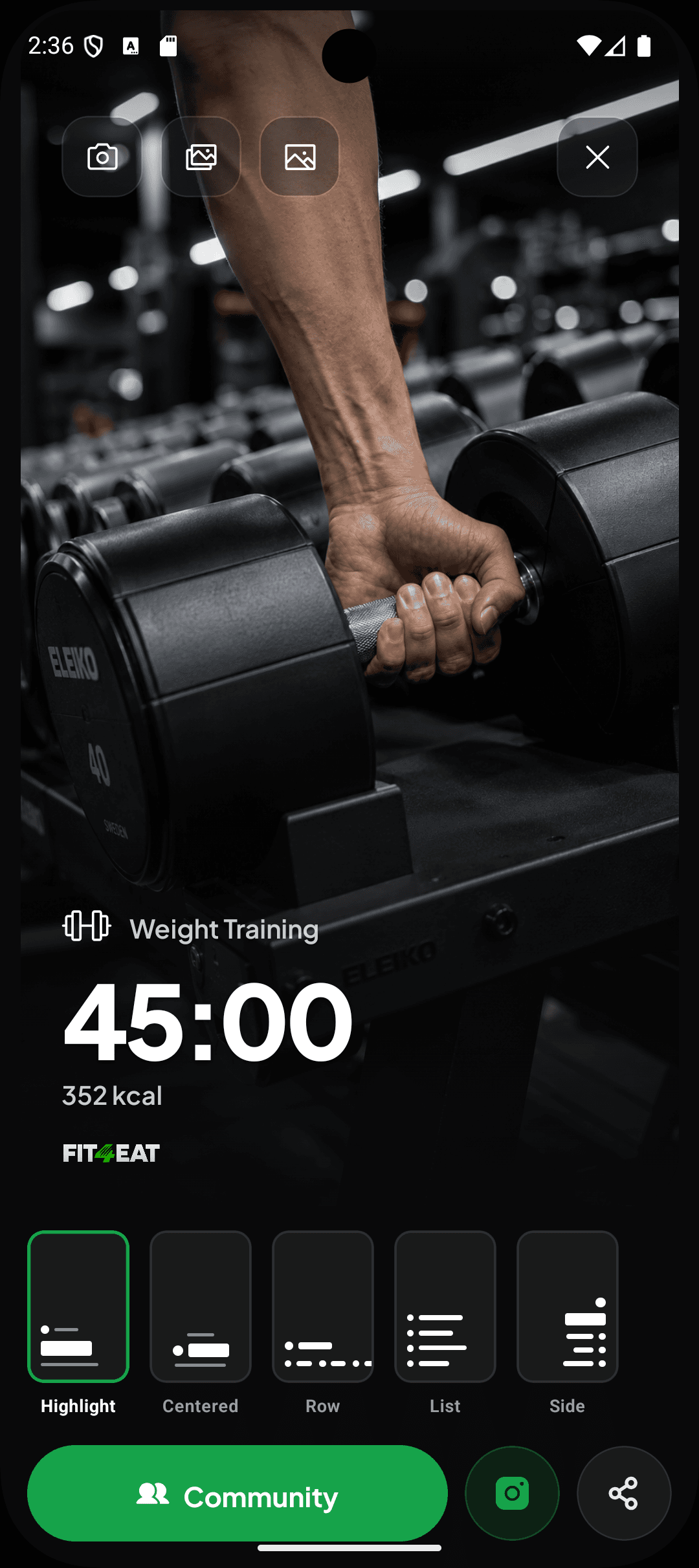 Immagine di condivisione di un allenamento in palestra