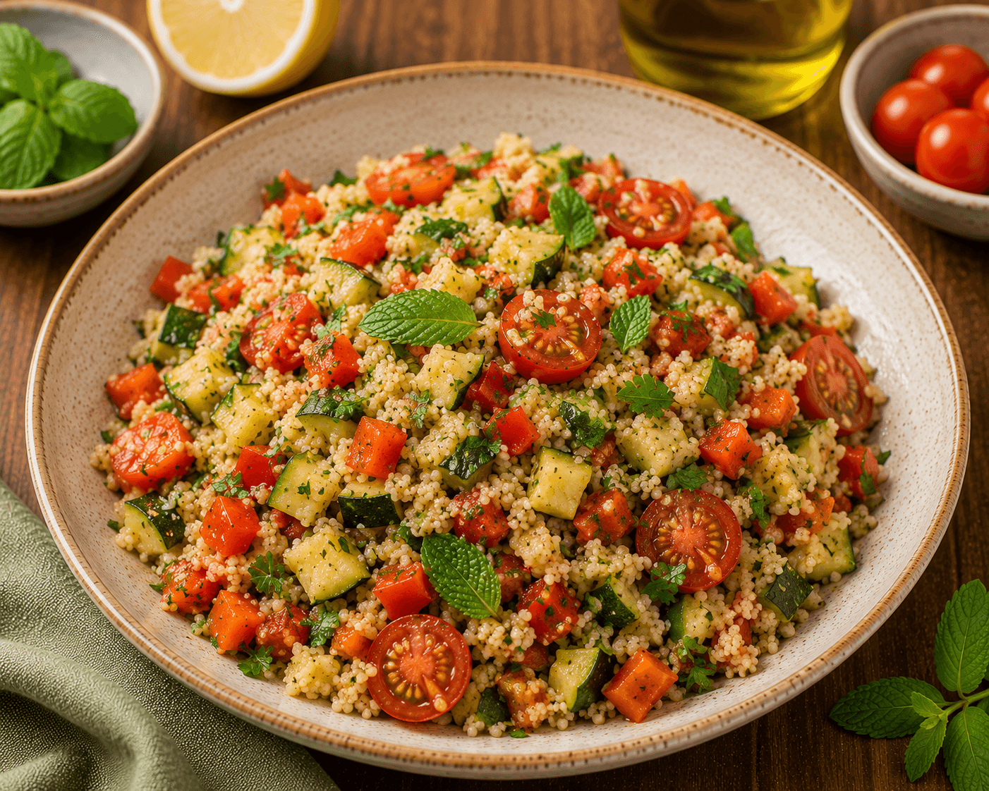 Couscous de legumes com hortelã