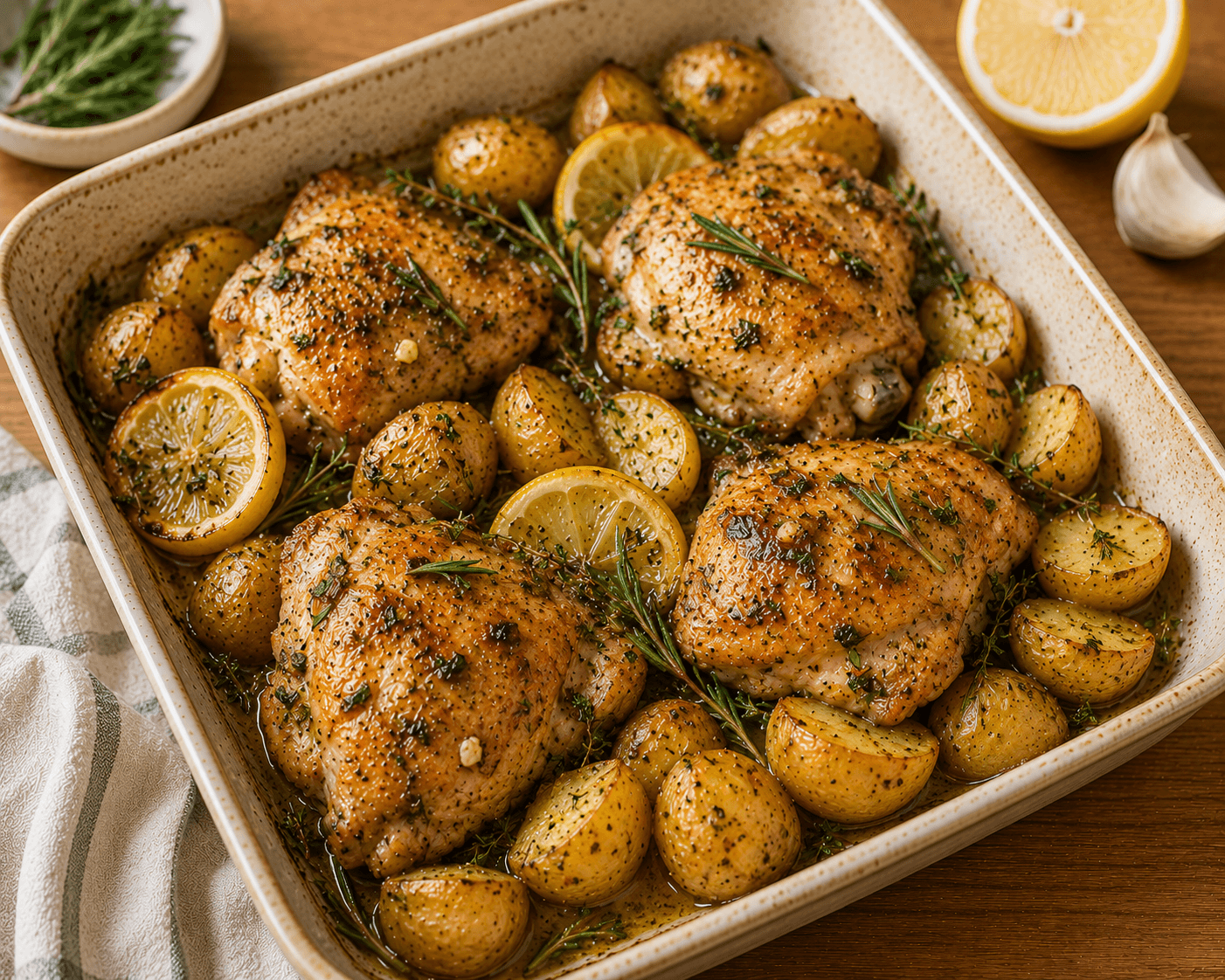 Frango ao forno com limão e ervas