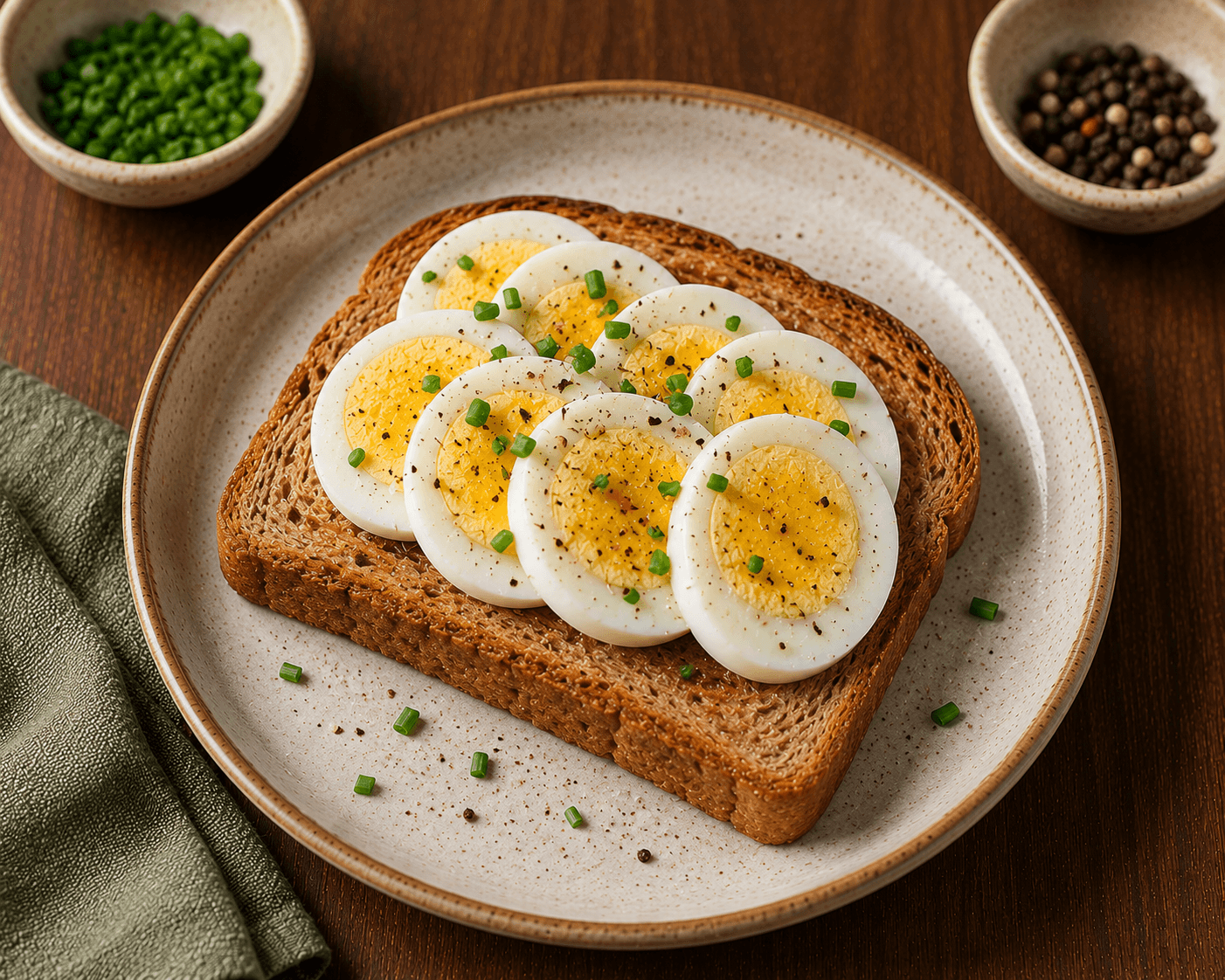 Ovo cozido com tosta integral