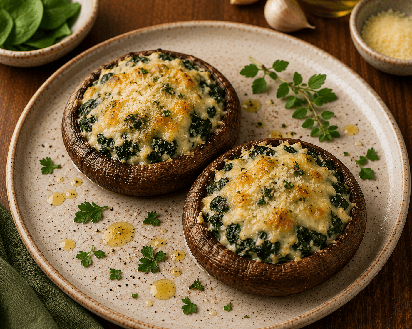 Cogumelos portobello recheados