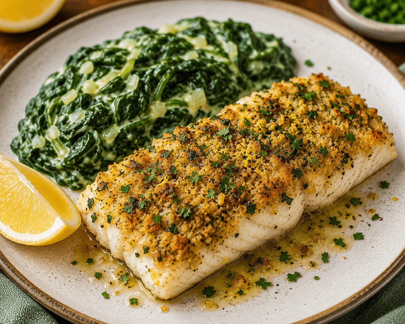 Filetes de pescada no forno com crosta de ervas