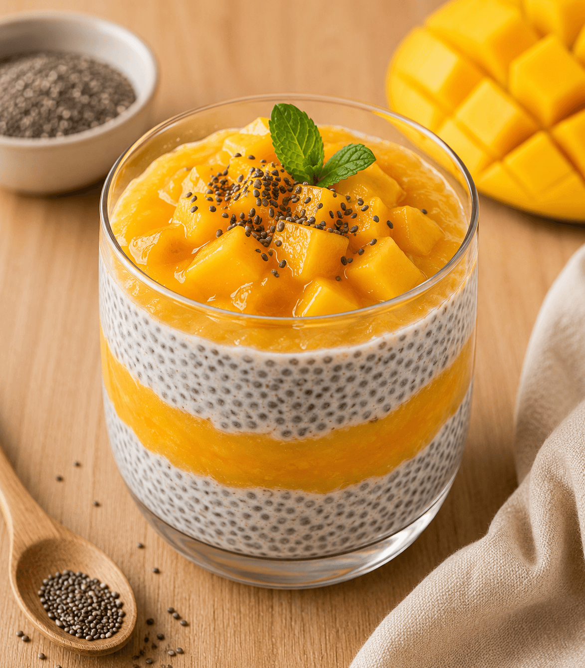 Pudim de chia com manga