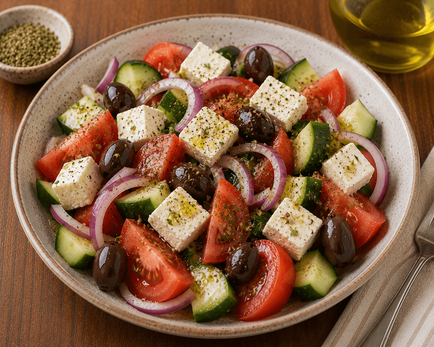 Salada grega com queijo feta