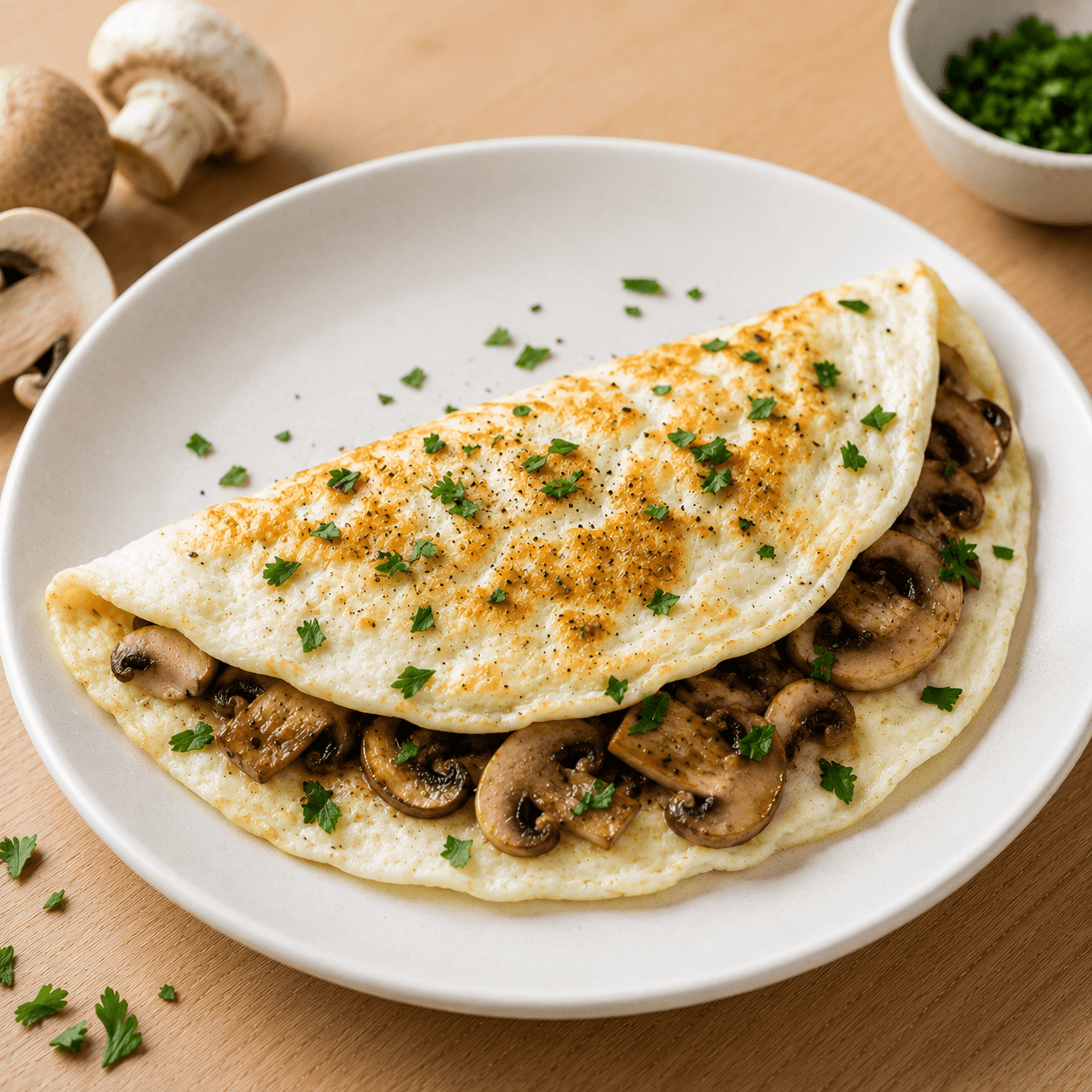 Omelete de claras com cogumelos