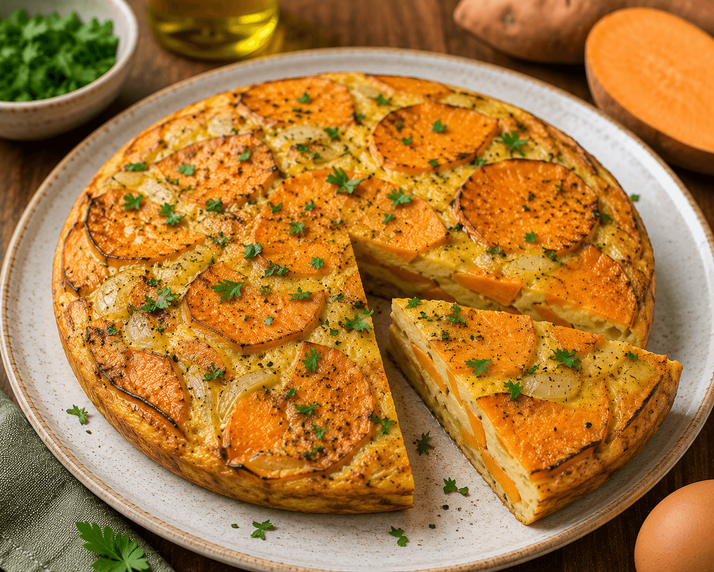 Tortilha de batata-doce no forno