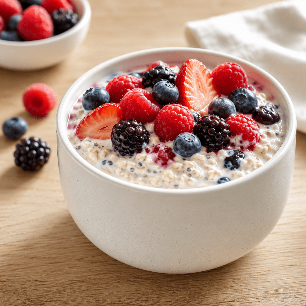 Overnight oats de frutos vermelhos