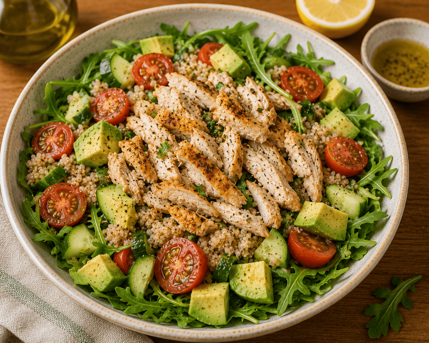 Salada de frango com quinoa