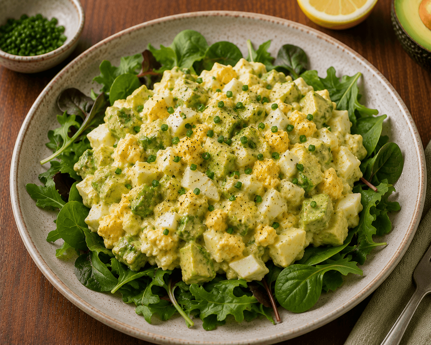 Salada de ovo com abacate