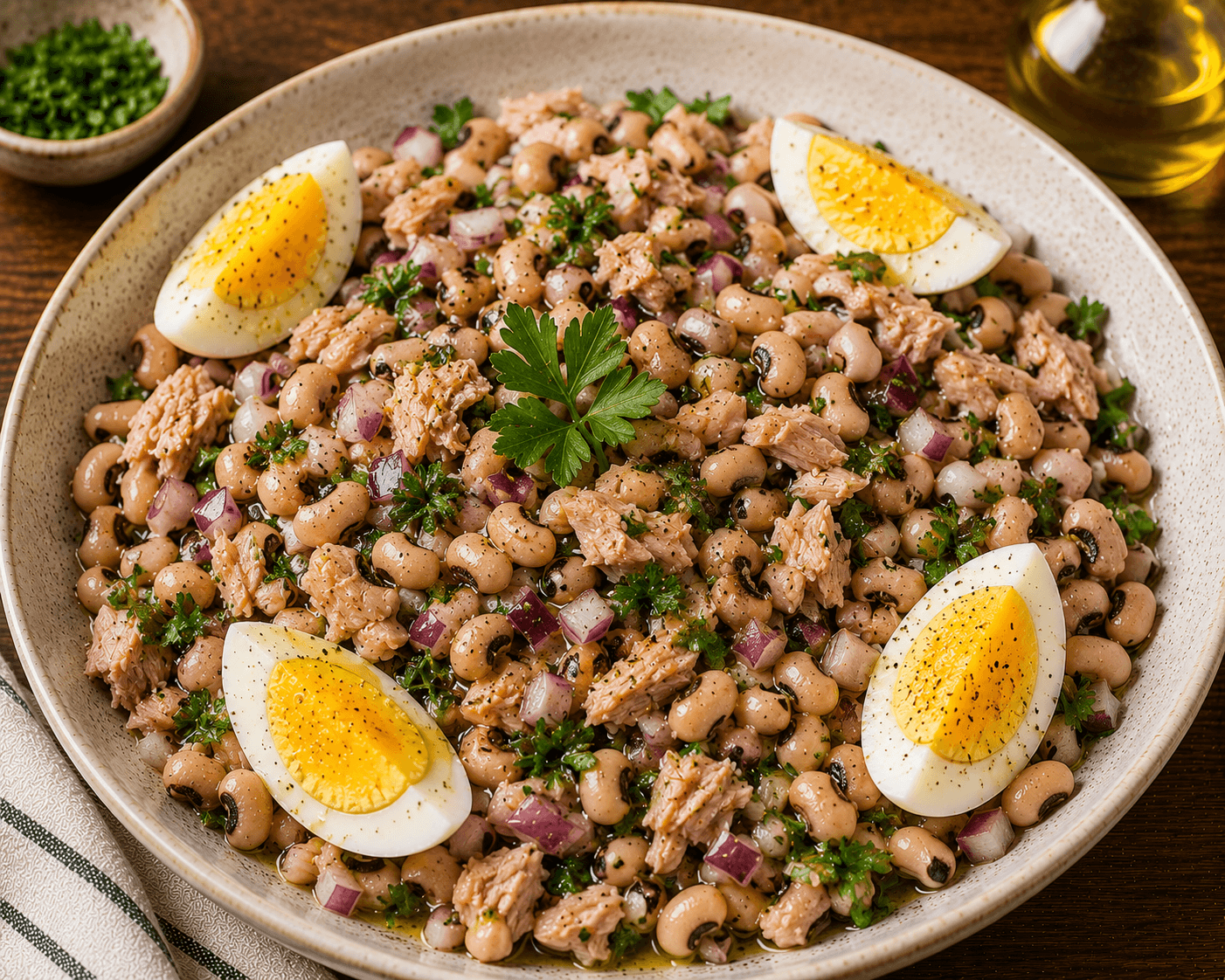 Salada de atum com feijão-frade
