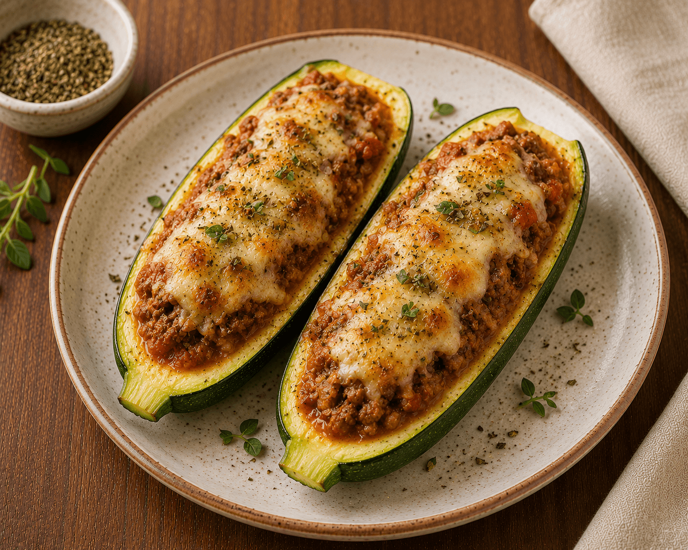 Courgette recheada com carne magra