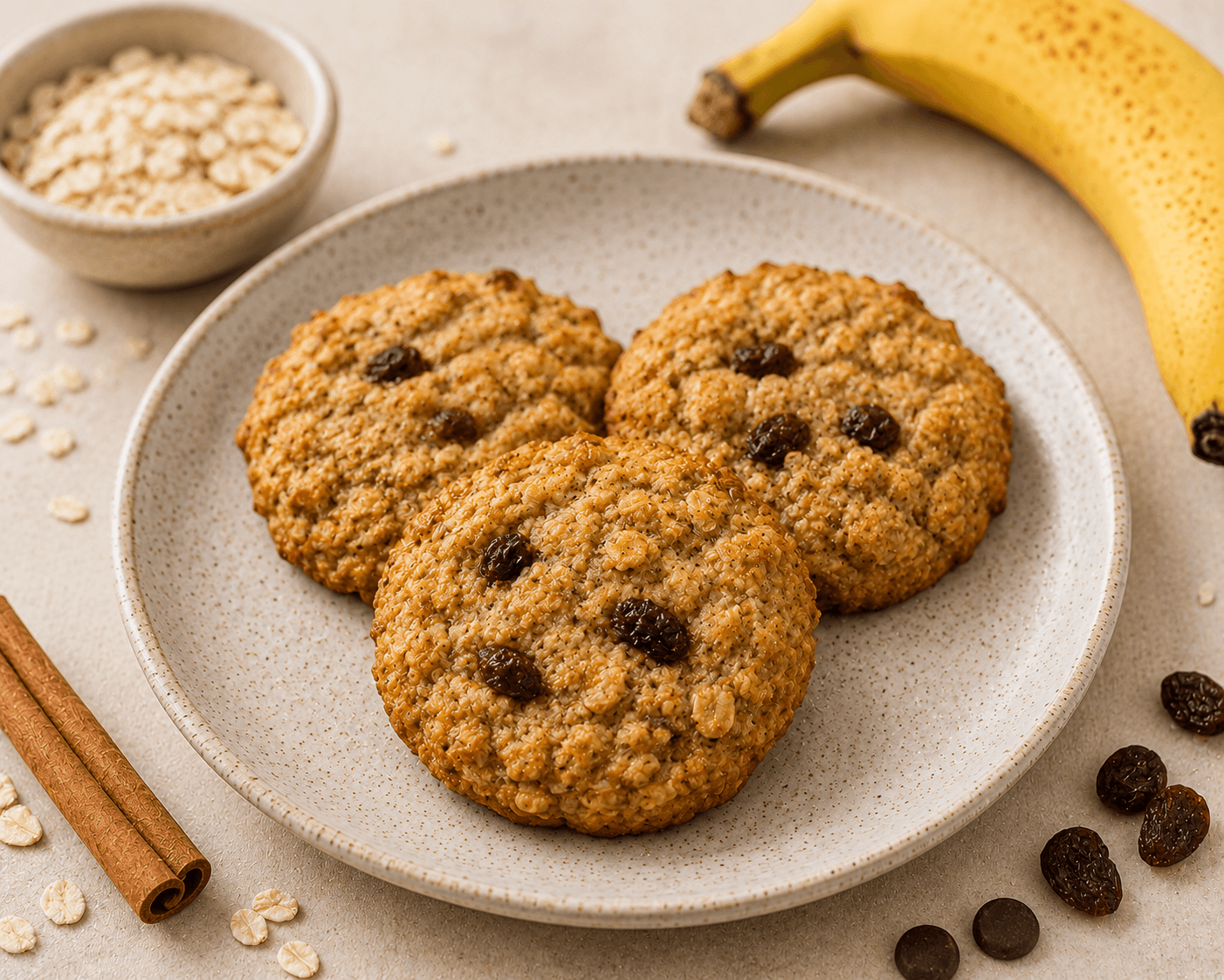 Bolachas de banana e aveia