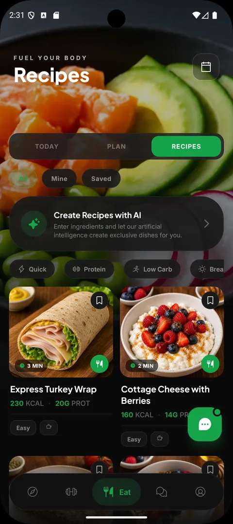 FIT4EAT, Ricette